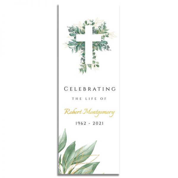 Front of Bookmark Template: Cross Leaves
