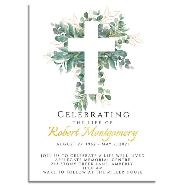 Invitation Template: Cross Leaves