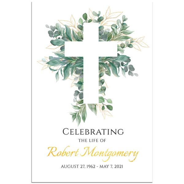 Funeral Welcome Sign Template: Cross Leaves