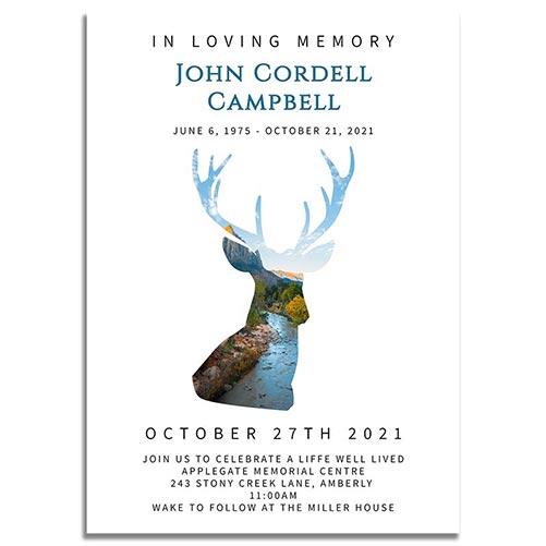 Funeral Invitation Template: Deer Creek