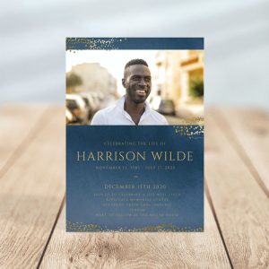 Funeral Invitation Template: Navy Gold