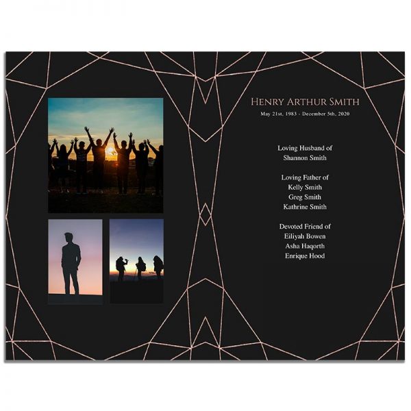 Page Three of 8 Page Funeral Program Template: Geometric Elegance