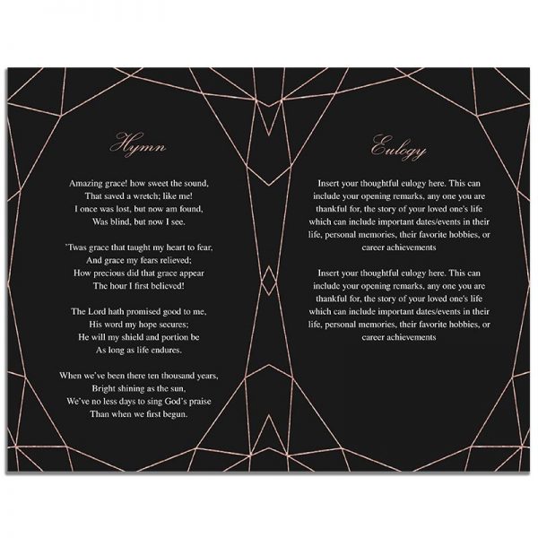 Page Two of 8 Page Funeral Program Template: Geometric Elegance