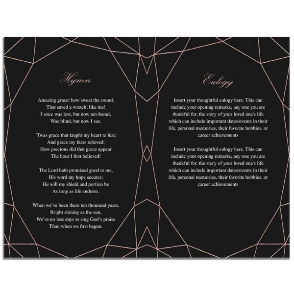 Page Two of 8 Page Funeral Program Template: Geometric Elegance