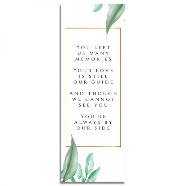 Back Side of Funeral Bookmark Template: Gold Framed Photo