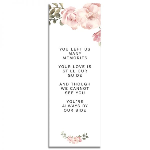 Back Side of Funeral Bookmark Template: Green Serenity