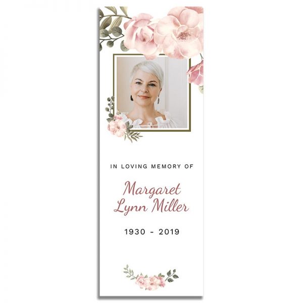 Front Side of Funeral Bookmark Template: Green Serenity