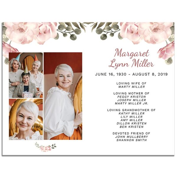 Page Three of 8 Page Funeral Program Template: Green Serenity