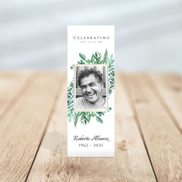 Gold Framed Funeral Memorial Bookmark Template