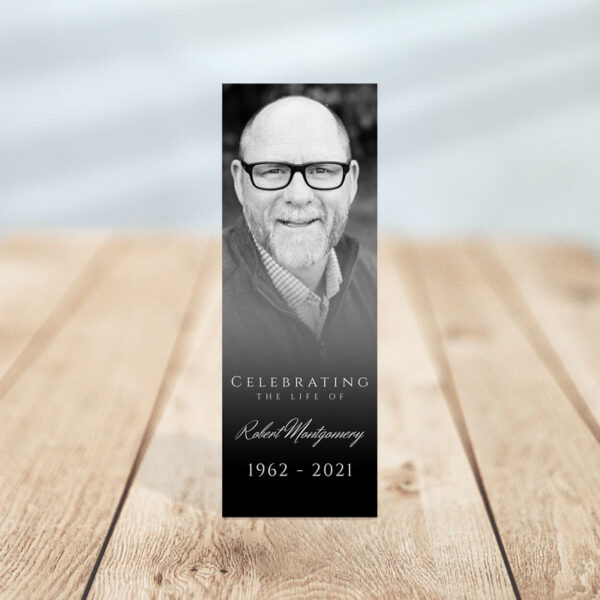 Funeral Memorial Bookmark Templates: Black and White Portraits