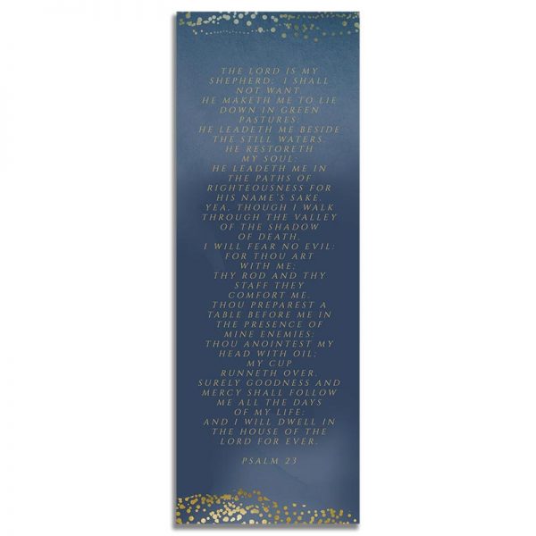 Back Side of Funeral Bookmark Template: Navy Gold