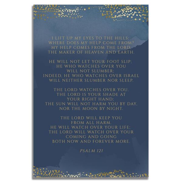 Back Side of Funeral Prayer Card Template: Navy Gold