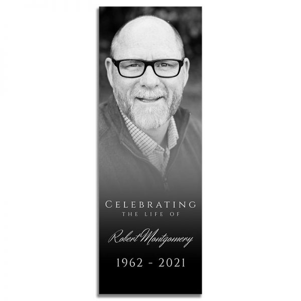 Front Side Funeral Bookmark Template: Black and White Portrait Photo