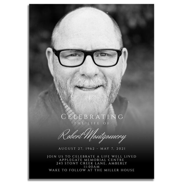 Funeral Invitation Template: Black and White Portrait Photo