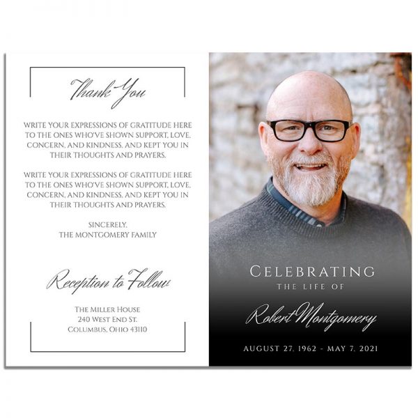 Front and Back Sides of Funeral Program Template: Portrait Photo