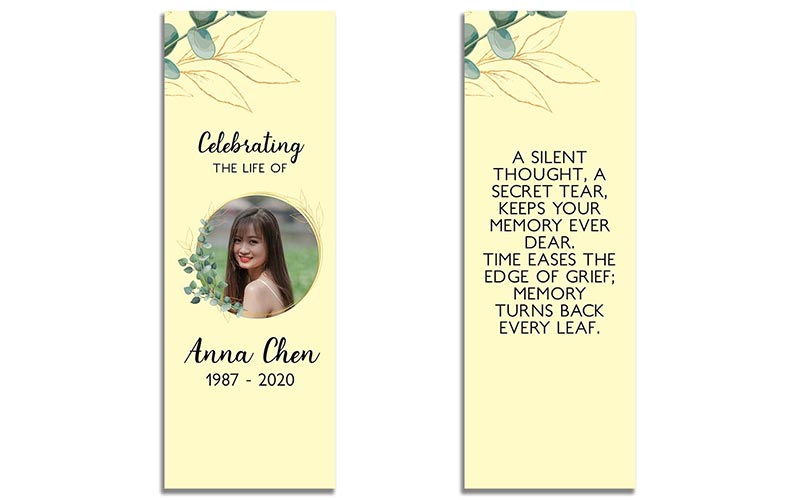 Customizable Funeral Bookmarks: Soft Light