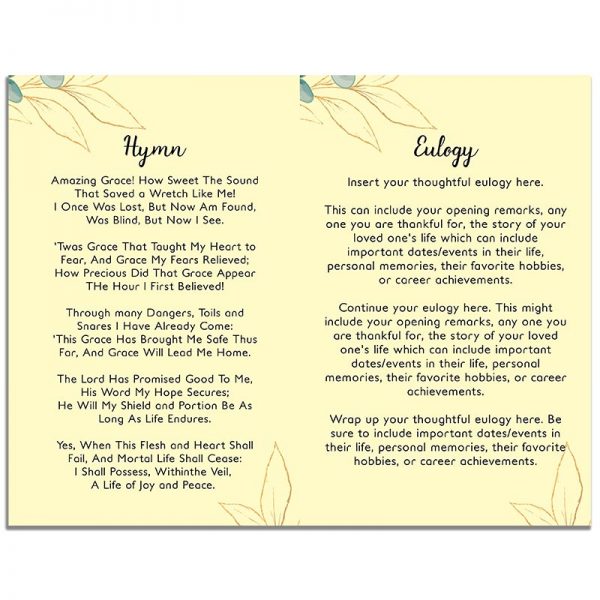 Page 2 of the 8 Page Funeral Program Template: Soft Light