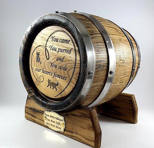 urns that don't look like urns - Personalized Oak Barrel Urn