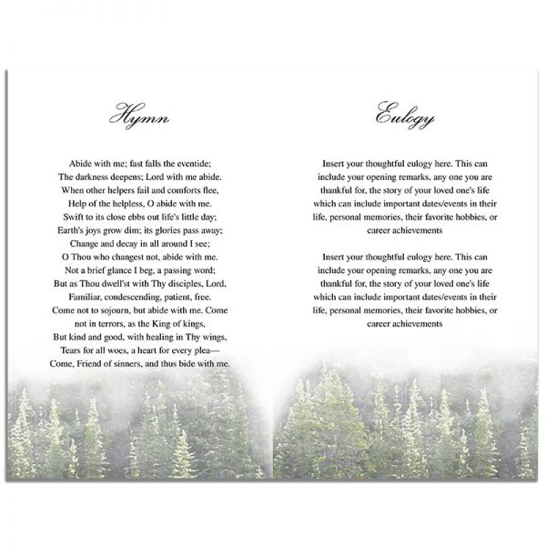 Evergreen Trees 8 Page Funeral Program - 2nd Page