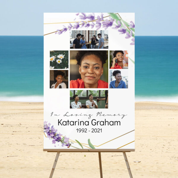 Lavender Funeral Memory Board Template