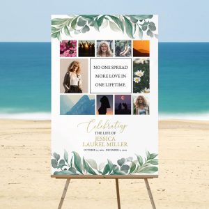 Leaves Celebrating Life Funeral Memory Board Template