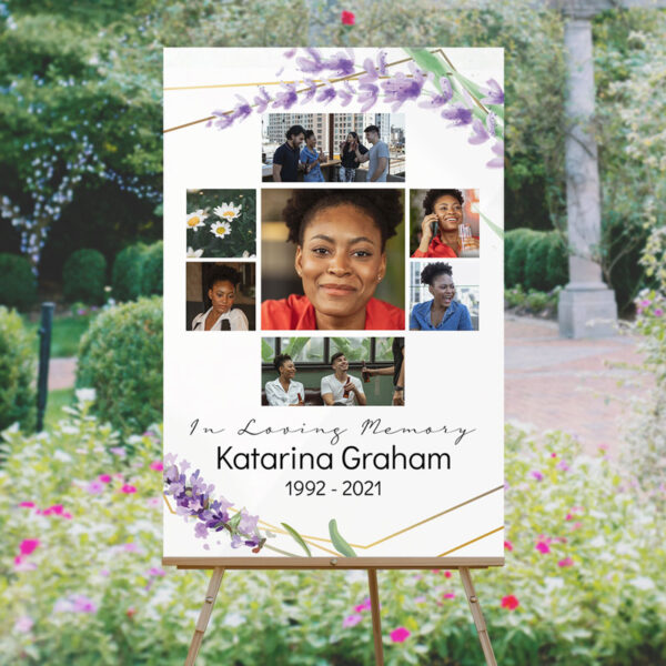 Custom Funeral Memory Board Template: Lavender