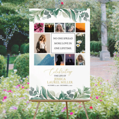 Custom Funeral Memory Board Template: Leaves