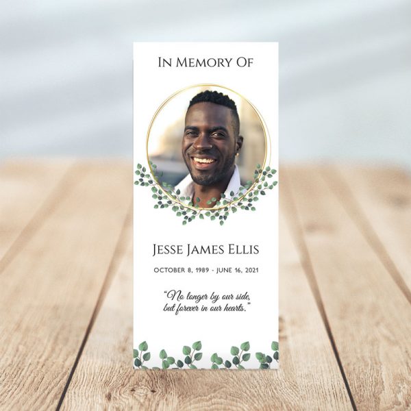 Personalized One Page Funeral Program - Golden Frame