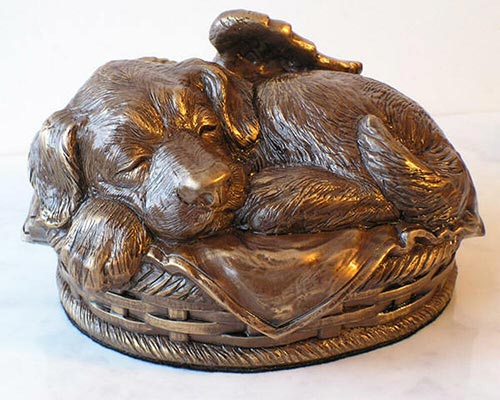 Sleeping Pup with Wings Urn