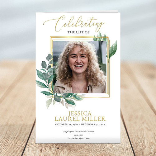 Leaves Overlay Funeral Program Template