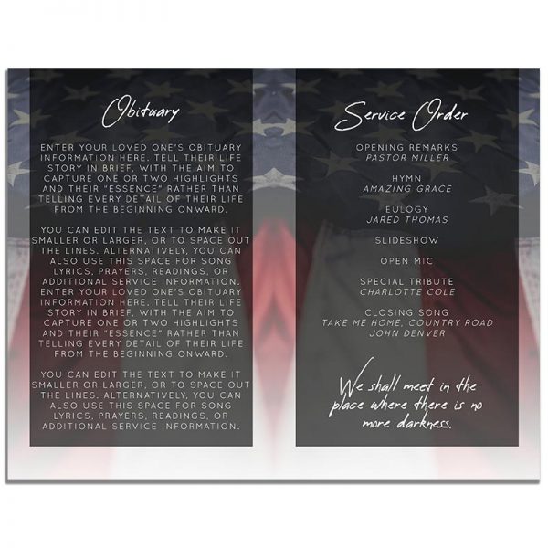 Military Funeral Program 4 Page Template – Inside