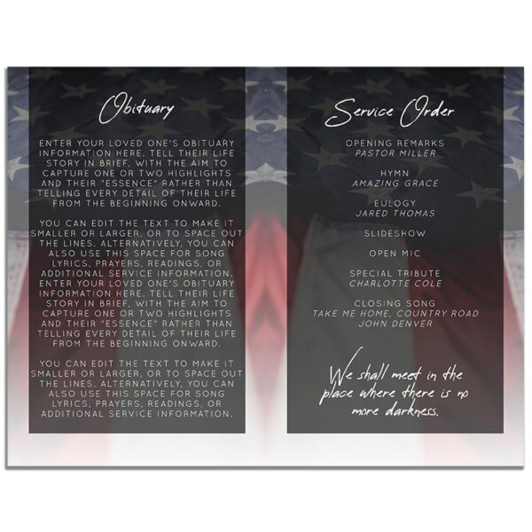 Military Funeral Program 4 Page Template – Inside