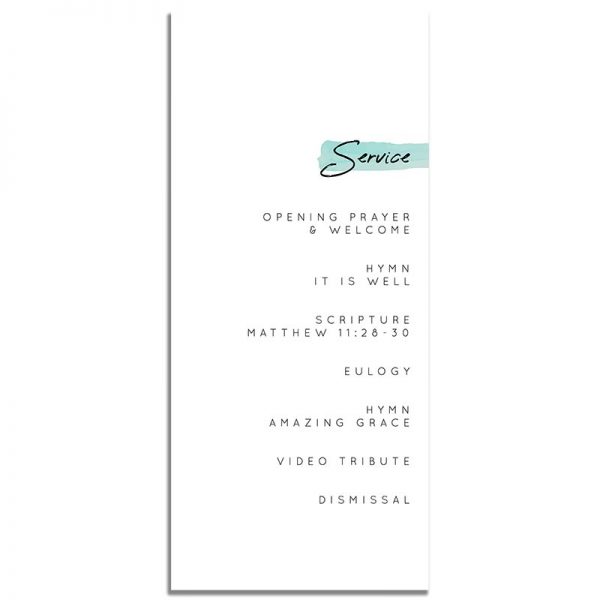 Minimalist Green Simple One Page Funeral Program – Back