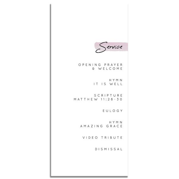 Minimalist Pink Simple One Page Funeral Program – Back