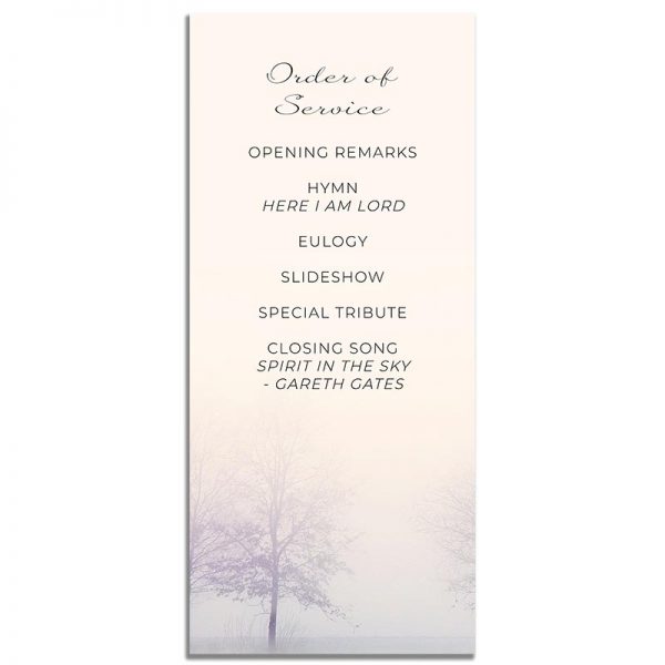 Misty View Simple One Page Funeral Program – Back