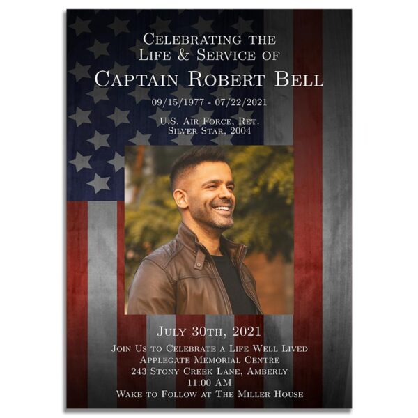 Patriotic Military Veteran Funeral Invitation