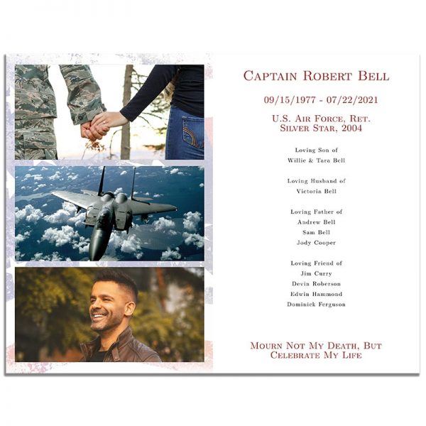 Patriotic Military Veteran Funeral Program 8 Page Template – Inside 3