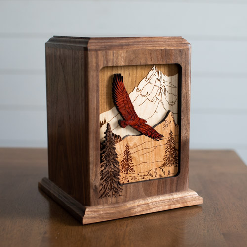 Wood Cremation Urn at Home