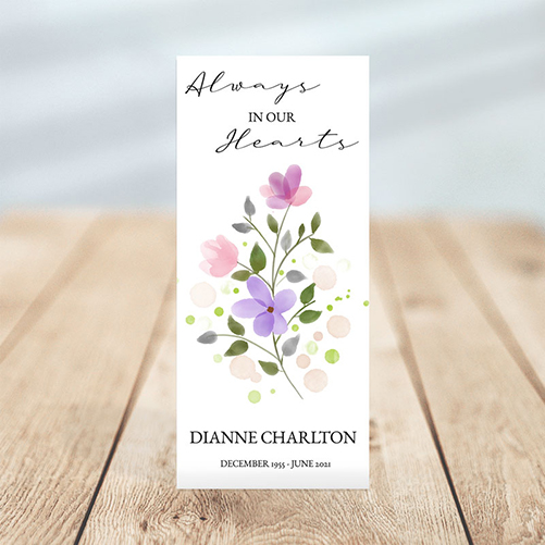 Simple One Page Funeral Program - Soft Purple Floral
