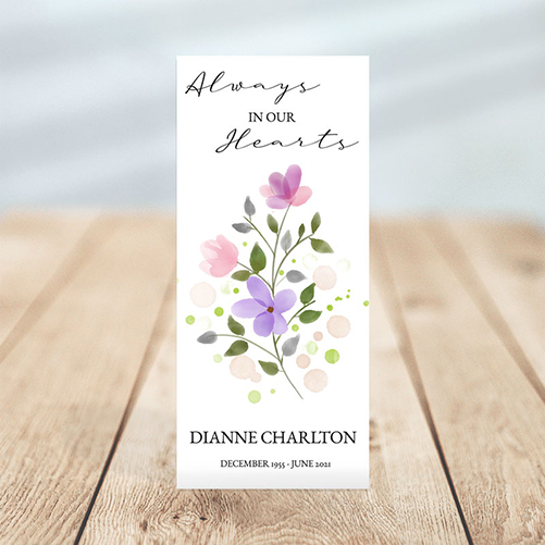 Soft Purple Floral Simple One Page Funeral Program