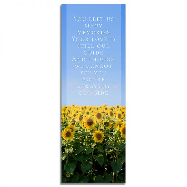 Sunflower Fields Funeral Bookmark – Back