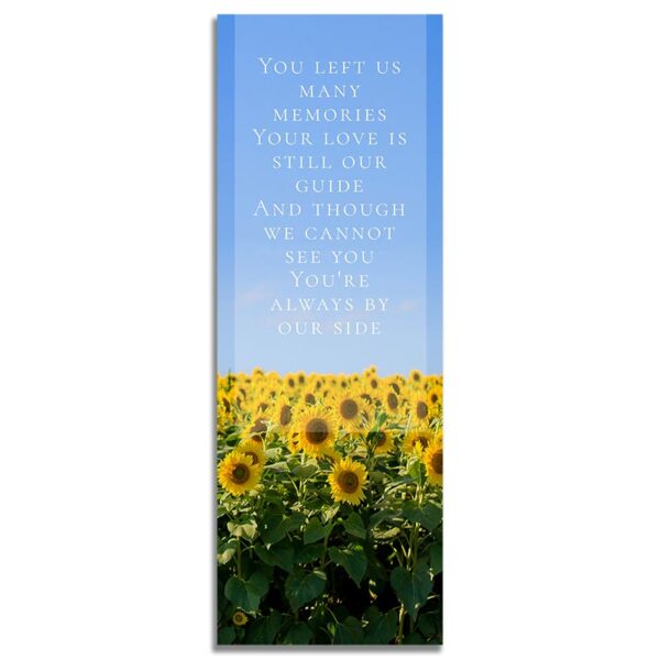 Sunflower Fields Funeral Bookmark – Back