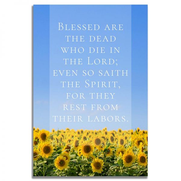 Sunflower Fields Funeral Prayer Card – Back