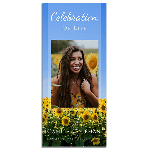 Simple One Page Funeral Program - Sunflower Fields