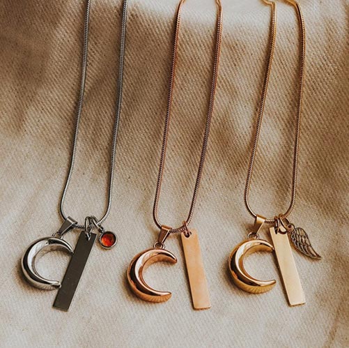 Memorial Ash Jewelry: Crescent Moon Necklace