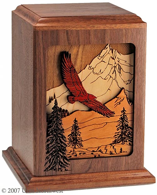 Soaring Eagle Wooden Inlay Urn
