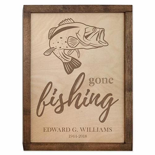 Wall Mounted Plaque Urn - Gone Fishing