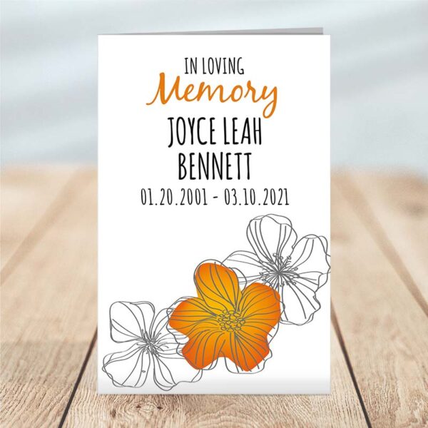 Simple 4 Page Funeral Program: Orange Floral