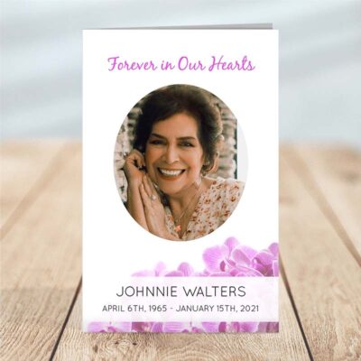 4 Page Funeral Program Template: Orchid