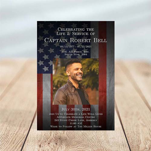 Patriotic Military Veteran Funeral Invitation